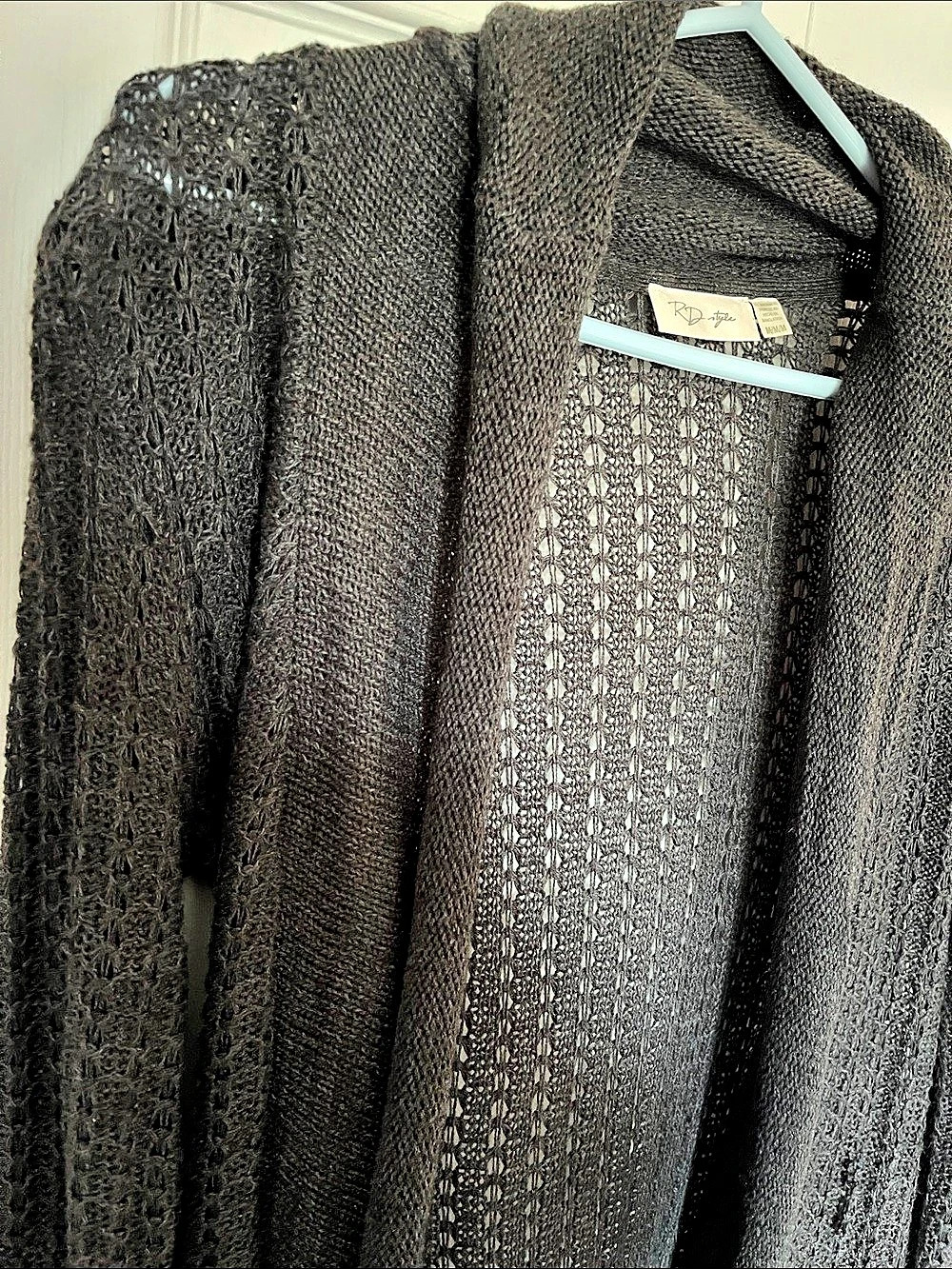 R&D style Black Open Front Knit Cardigan Size M Like New - Picture 4 of 4